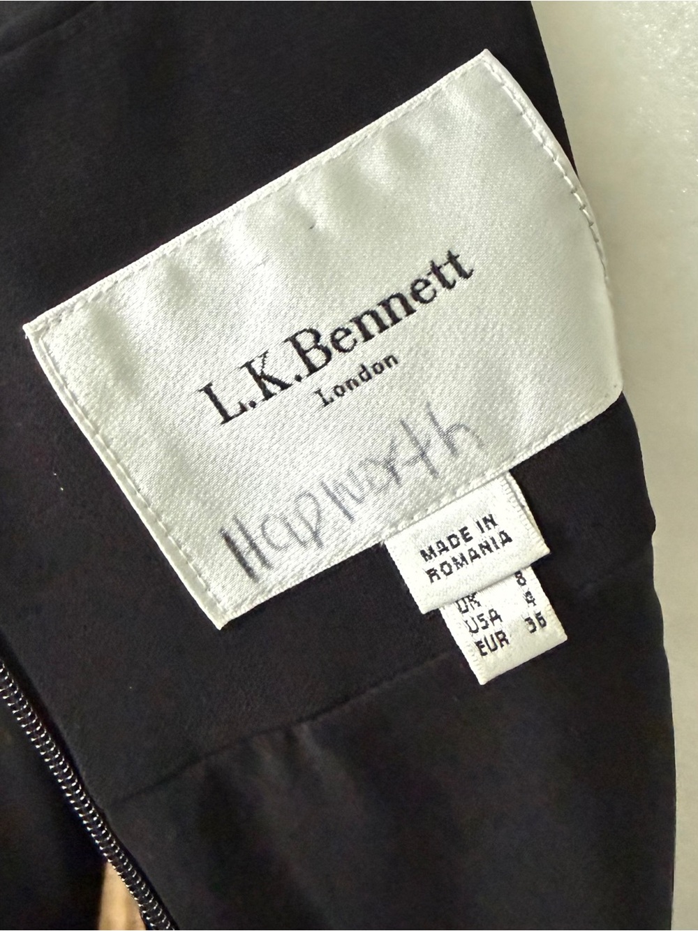 LK Bennett London Indina midi black w/ white piping S-4 - Picture 6 of 7